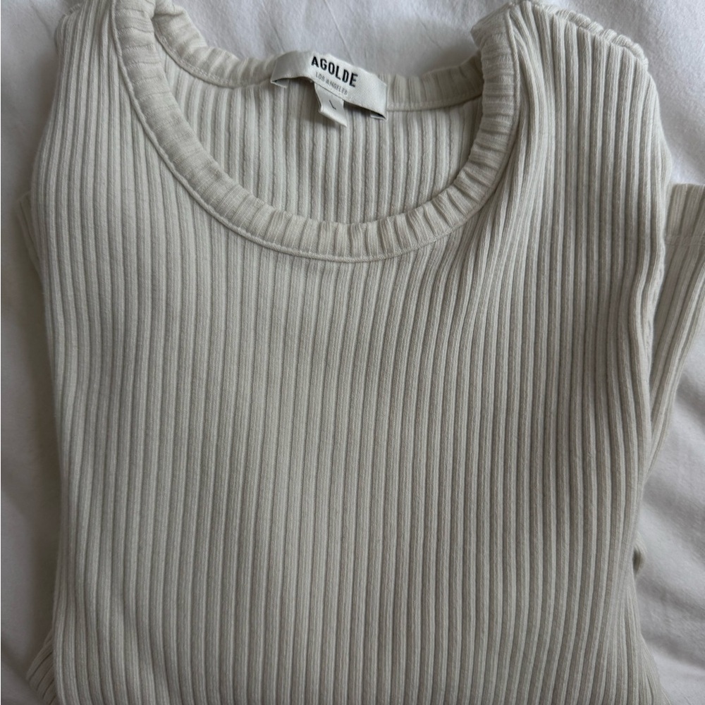 Agolde Women's Ribbed Scoop Neck Sweater - Cream